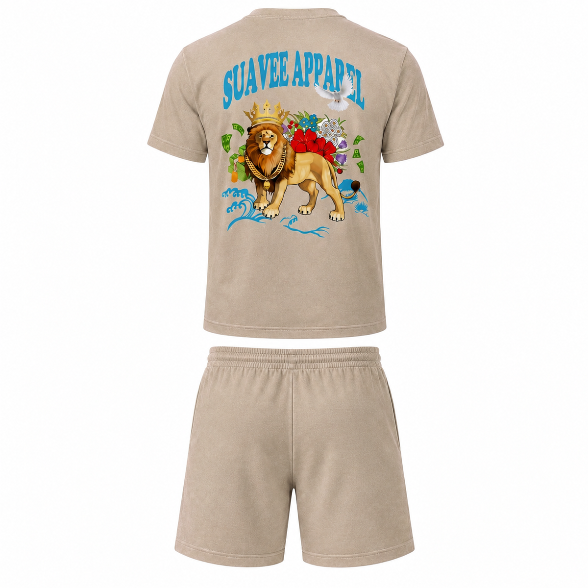 Captain Of The Host Crowned One Shorts Set - Linen Beige