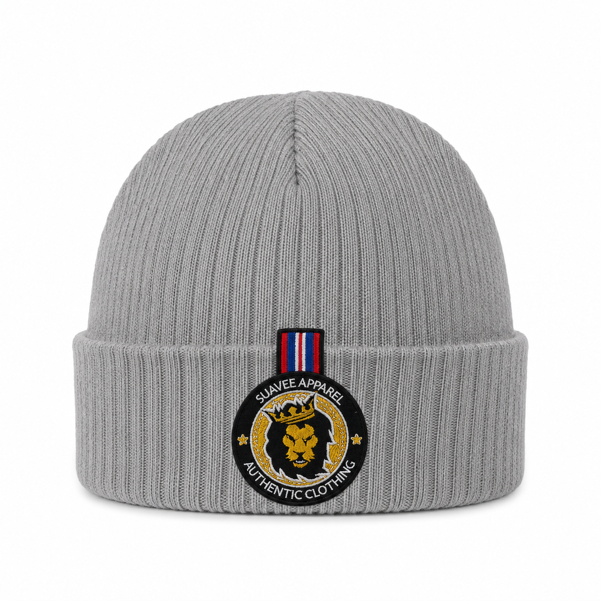 Medallion beanie hat grey