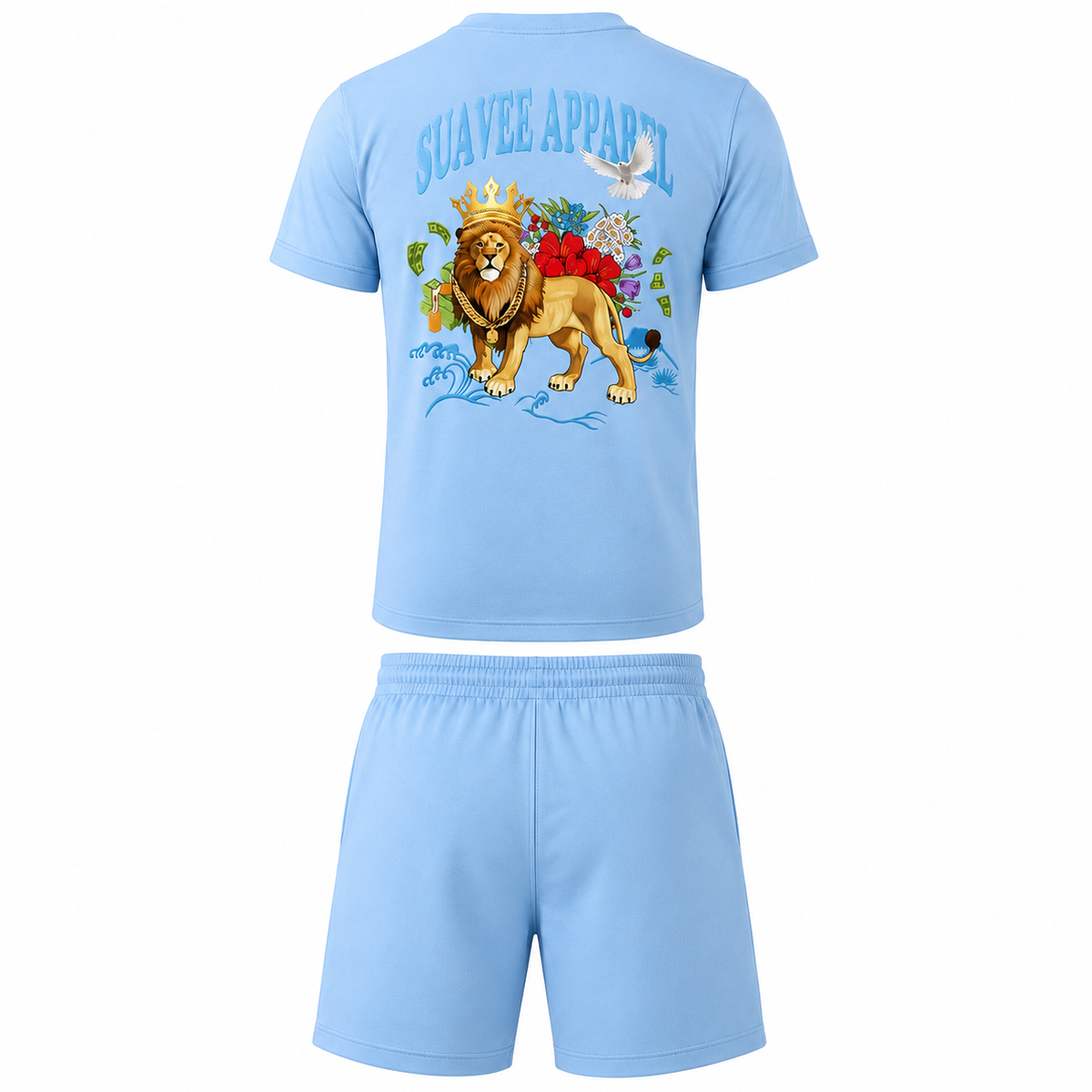 Captain Of The Host Crowned One Shorts Set - Breeze Blue