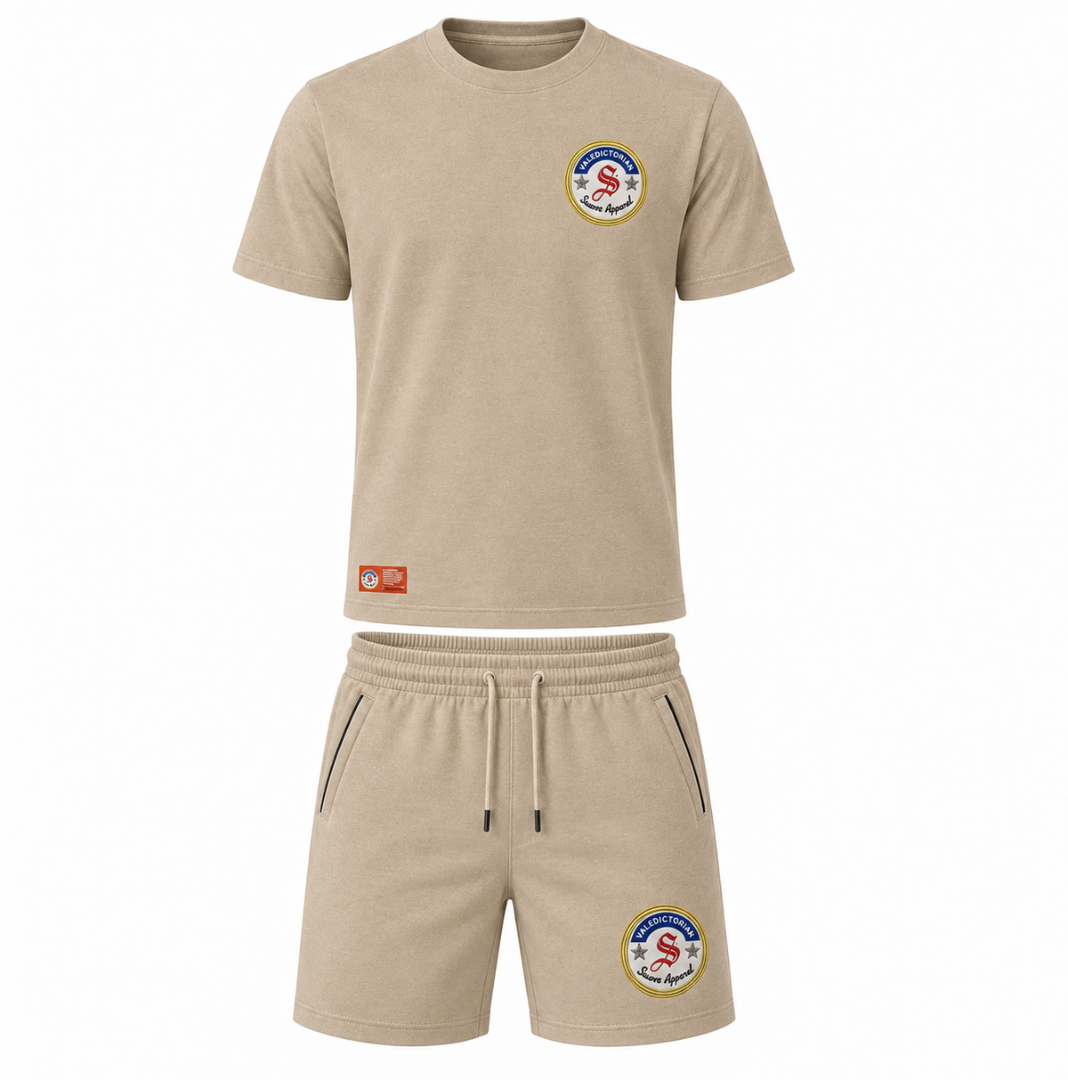 Captain Of The Host Crowned One Shorts Set - Linen Beige