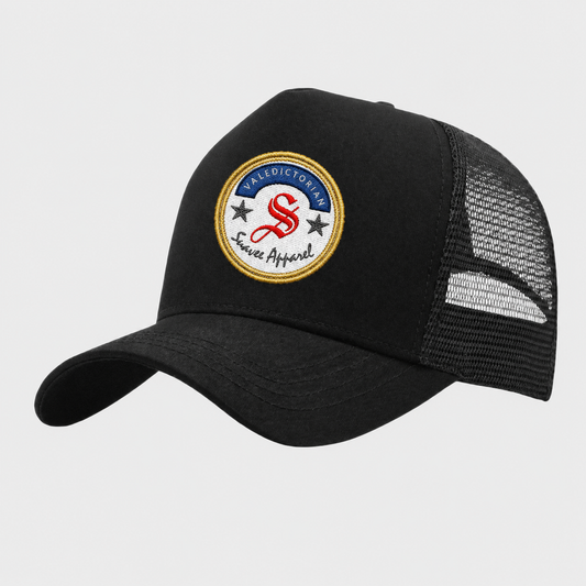 Valedictorian trucker cap black